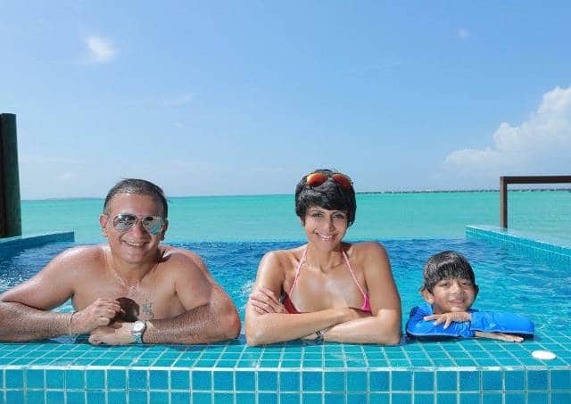 Recently, Mandira bedi was spotted having good time with her husband Raj Kaushal and son Vir in Maldives!