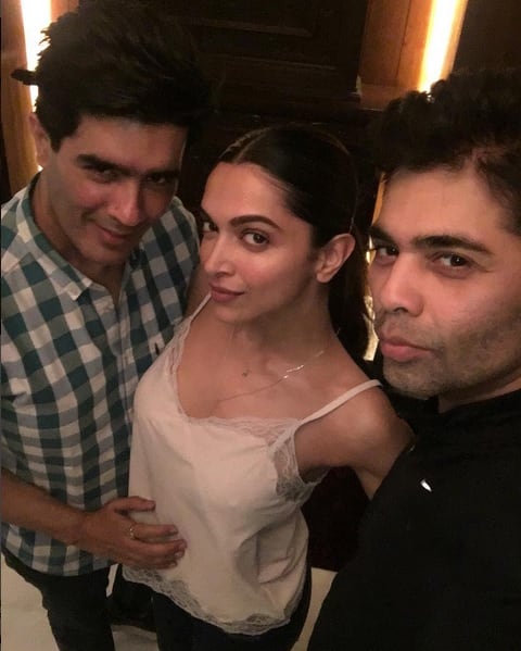 Another day, Manish hosted dinner for gorgeous Deepika Padukon and Karan Johar! 