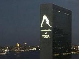 New York: United Nations headquarters lit up ahead of International Yoga Day New York: United Nations headquarters lit up ahead of International Yoga Day