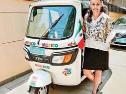 Mexico's ambassador to India Melba Pria opts to move around in an auto!