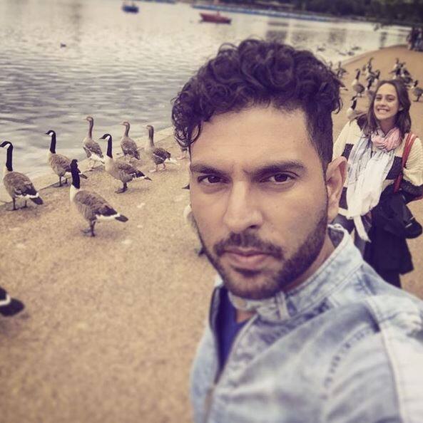 Yuvraj also shared this another beautiful picture while they both were in London’s Hyde Park!