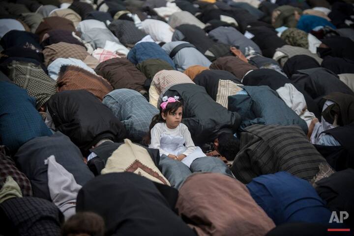 People worship in Sanaa, Yemen. (Source: AP)