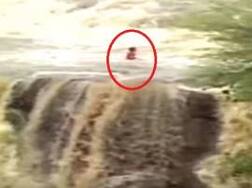 Caught on cam: Watch how this person struggles for his life in a waterfall in Madhya Pradesh
