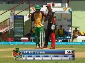 NEVER SEEN BEFORE: Lendl Simmons bats with one pad in CPL T20 NEVER SEEN BEFORE: Lendl Simmons bats with one pad in CPL T20