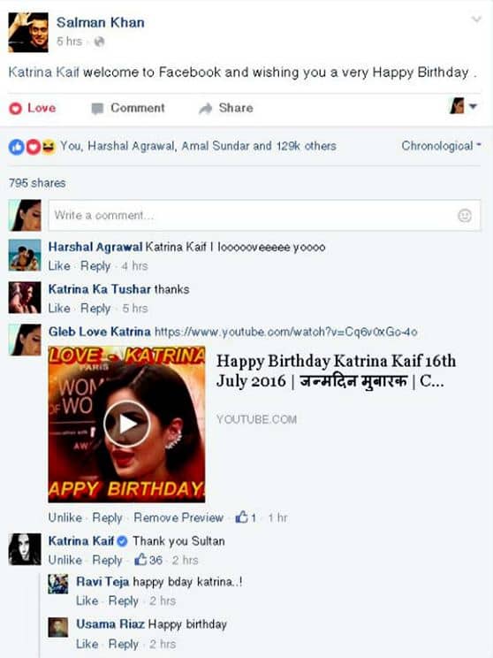 Katrina Kaif replies back to Salman Khan on Facebook!