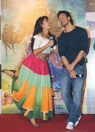 Bollywood actors Tiger Shroff and Jacqueline Fernandes during the trailer launch