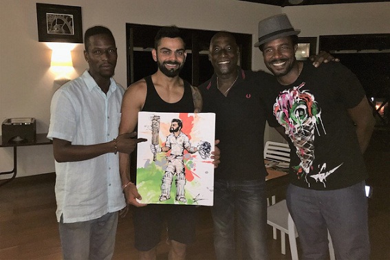 Virat Kohli’s fans' list extended with a high profile addition after veteran cricketer Vivian Richards’ son Mali gifted him a painting. Richard’s son is big fan of Virat Kohli. (Picture- BCCI)