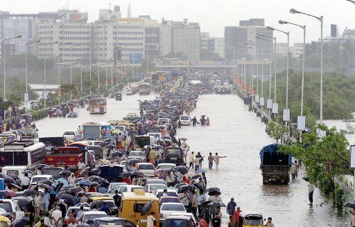 Clogging up of traffic due to heavy rains.