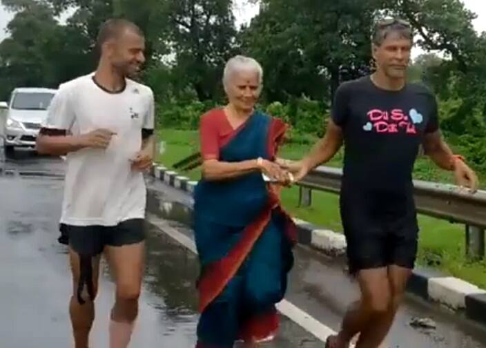 Who will need more inspiration when his mother stands by him to accompany in the run?. Milind’s 75-year old mother, Usha Soman joined him while he was on the final leg of his marathon