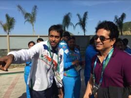 Sachin Tendulkar visits Olympic Games Village, gives pep talk to athletes Sachin Tendulkar visits Olympic Games Village, gives pep talk to athletes