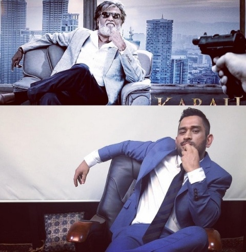 When Dhoni posed like Rajinikanth When Dhoni posed like Rajinikanth