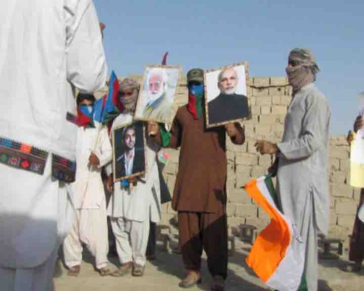 PM Modi's pictures waved during protests in Balochistan