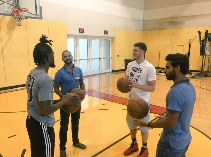 IN PICS: Ravichandran Ashwin, Shikhar Dhawan & Bhuvneshwar Kumar Learn Basketball With Miami Heats IN PICS: Ravichandran Ashwin, Shikhar Dhawan & Bhuvneshwar Kumar Learn Basketball With Miami Heats