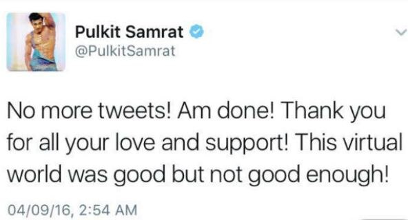 Pulkit Samrat deletes Twitter account post rant