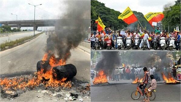 Though the shutdown has been peaceful so far, angry protesters burnt tyres in the centre of roads and highways to prevent movement of even private vehicles. Bowing to the Supreme Court Monday order, the state began releasing daily 15,000 cusecs from early Wednesday from Krishna Raja Sagar (KRS) and Kabini reservoirs across the river basin for 10 days amid protests and demonstrations by farmers, traders and youth in the Mysuru region. Deploying additional police personnel, the state government has tightened security, stepped up vigil and intensified patrolling to maintain peace and law and order