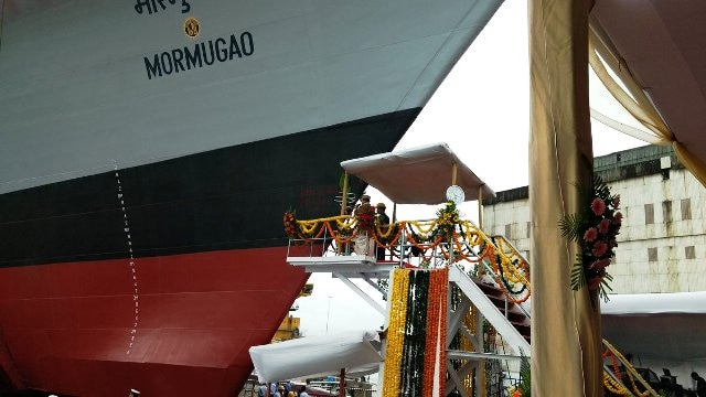 Mormugao - India's second guided missile destroyer launched Mormugao - India's second guided missile destroyer launched