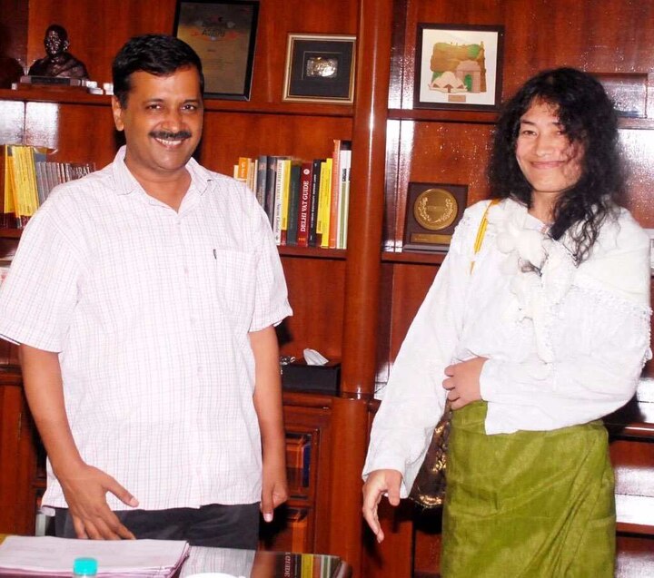 Activist Irom Sharmila meets Delhi CM Arvind Kejriwal, seeks tips on contesting election in Manipur Activist Irom Sharmila meets Delhi CM Arvind Kejriwal, seeks tips on contesting election in Manipur