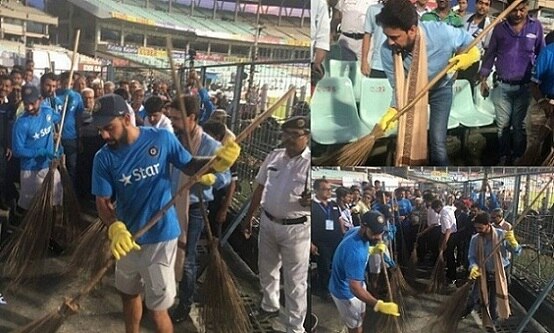 BCCI President Anurag Thakur, Virat Kohli & Team India Participate In Cleanliness Drive BCCI President Anurag Thakur, Virat Kohli & Team India Participate In Cleanliness Drive