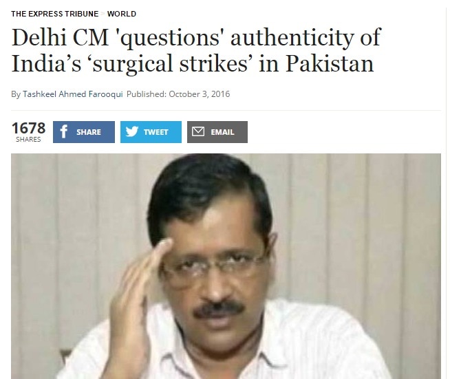 Pak media calls Delhi CM Kejriwal a hero, after he ‘sought’ proof for surgical strikes in PoK