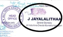 Jaya's left thumb on election papers