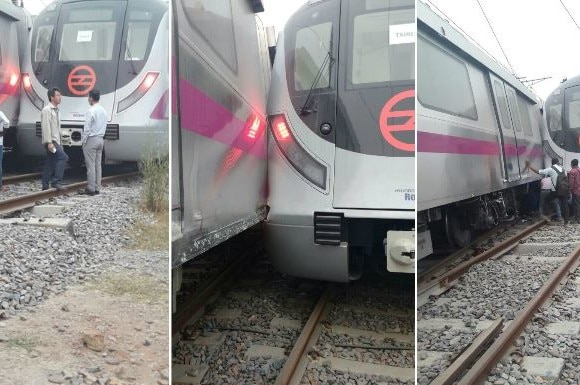 Delhi: 2 metro trains collide during trial run at Kalindi Kunj Delhi: 2 metro trains collide during trial run at Kalindi Kunj
