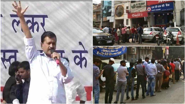 Withdraw demonetisation in 3 days: Kejriwal; Many skip offices to stand in queues for cash Withdraw demonetisation in 3 days: Kejriwal; Many skip offices to stand in queues for cash