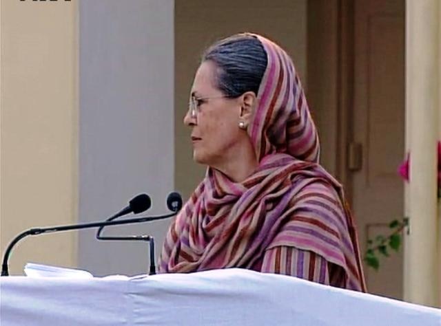 Allahabad: Sonia Gandhi pauses during speech as 'Azaan' is heard in the background Allahabad: Sonia Gandhi pauses during speech as 'Azaan' is heard in the background