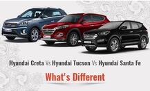 Hyundai Creta Vs Hyundai Tucson Vs Hyundai Santa Fe - What's different?