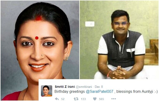 Smriti Irani wishes ‘Beta Saral' on birthday, receives praises on Twitter Smriti Irani wishes ‘Beta Saral' on birthday, receives praises on Twitter