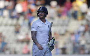 England's batsman Ben Stokes walks back after losing wicket on the fourth day (AP PHOTO)