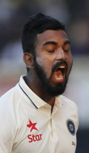 India's Lokesh Rahul, gestures as he leaves ground after being dismissed by England's Adil Rashid during their third day of the fifth cricket test match in Chennai (AP PHOTO)