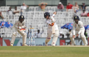 England's Joe Root plays a shot during their first day of the fifth cricket test match against India in Chennai (AP PHOTO)