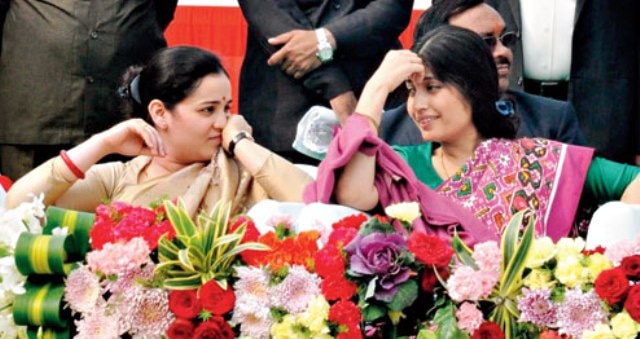 The two Yadav bahus on two sides