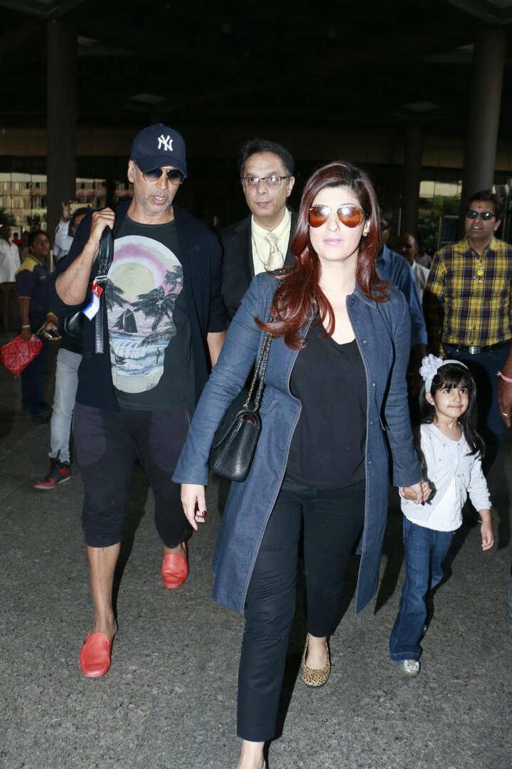 It is known that Akshay has always been a protective father; he hides Nitara’s face whenever they go out and doesn’t want her pictures to take rounds on social media. While returning from holiday in Cape Town, Nitara loved the attention and was seen goofing around. (IMAGE COURTESY: MANAV MANGLANI)
