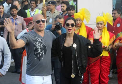 Dhol, 'tutari' and 'tilak' made up for a rousing reception for Hollywood star Vin Diesel, who is here to promote his forthcoming release