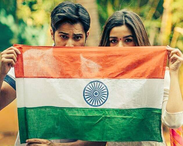 Varun Dhawan posted his picture with Alia Bhatt, holding the Indian flag and wrote alongside,