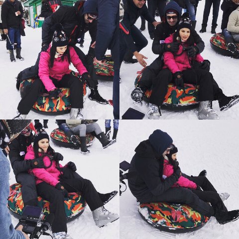 Doughnut tubing with @DanielWeber99 so much fun! We flipped over and crashed into powder snow! Haha so much fun! tweeted Sunny. (Picture Courtesy: Sunny Leone-Twitter)
