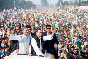 Rahul's cavalcade covered a distance of 75 kms touching eleven constituencies. 