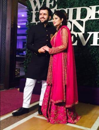 Roop looked splendid in pink coloured sharara whereas, Mohit wore a black bandhgala teamed up with white pyjama and the couple appeared great together. (Picture credit: Facebook- Roop Bhinder)