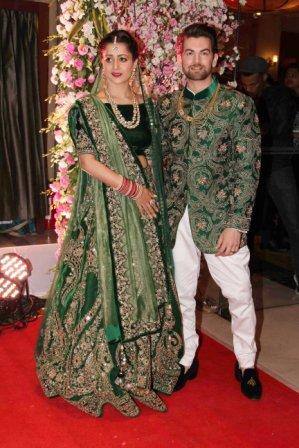 Actor Neil Nitin Mukesh and Rukmini Sahay got hitched on February 9, 2017, in Udaipur. After a grand celebration in Udaipur, Neil threw a reception at JW Marriot Hotel, in Mumbai on February 17. The newly wed couple opted to be colour co-ordinated and appeared to be just perfect. (Picture credit: Solaris images)