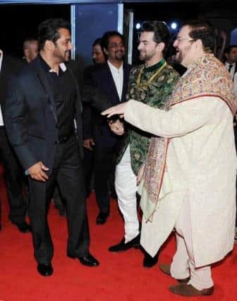 Superstar Salman Khan was present at the reception, he hugged and congratulated Neil. (Picture credit: Solaris images)