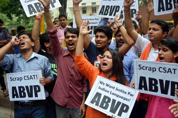 ABVP to protest against Delhi police demanding action in last year's anti-India sloganeering case in JNU ABVP to protest against Delhi police demanding action in last year's anti-India sloganeering case in JNU