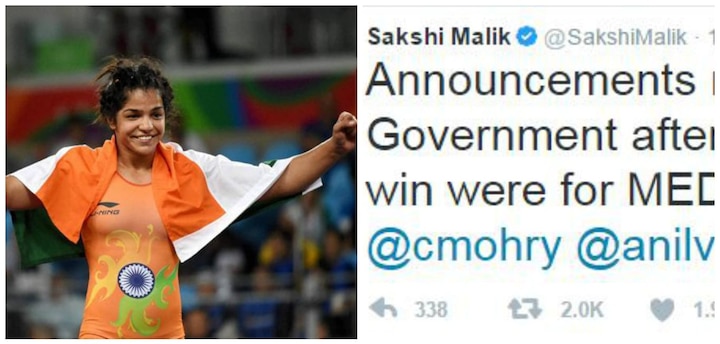 Rio medalist Sakshi accuses Haryana Govt. for not fulfilling promises Rio medalist Sakshi accuses Haryana Govt. for not fulfilling promises