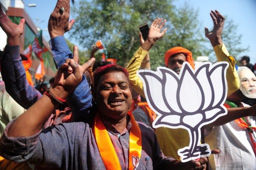 In contrast, BJP leaders were jubilant. PIC/AFP. (Text/IANS)