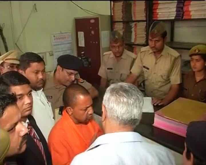 UP CM Yogi Adityanath pays surprise visit to Hazratganj Police Station in Lucknow UP CM Yogi Adityanath pays surprise visit to Hazratganj Police Station in Lucknow