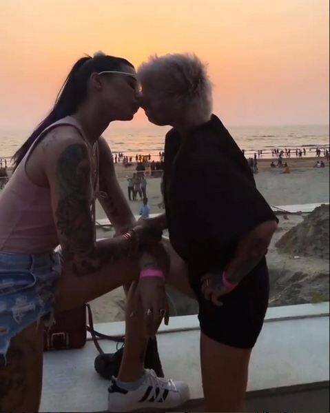 Bani and Sapna kissed each other publicly and latter uploaded a boomerang video of it. (Image Courtesy - Instagram/Banijfc)