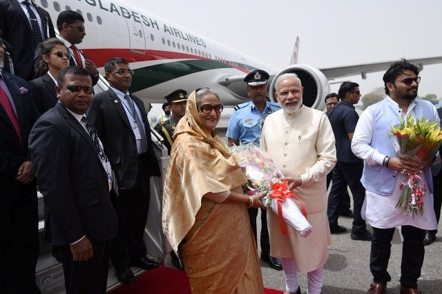 PM Modi breaks protocol and receives Sheikh Hasina at airport PM Modi breaks protocol and receives Sheikh Hasina at airport