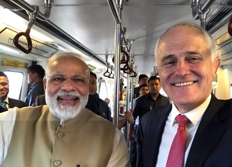 Australian PM Turnbull, Modi take Metro to visit Akshardham Temple