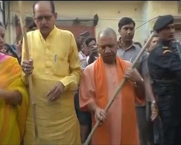 UP's poor rating in cleanliness survey forces CM Yogi to pick up broom UP's poor rating in cleanliness survey forces CM Yogi to pick up broom