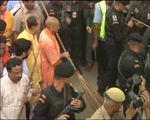 UP's poor rating in cleanliness survey forces CM Yogi to pick up broom